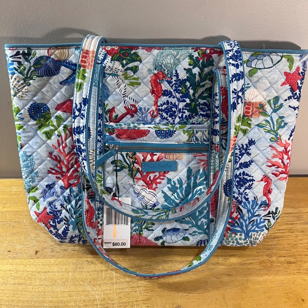 Vera Bradley Iconic Small Vera Tote Shore Thing Quilted Cotton Bag 22164-L09 NEW